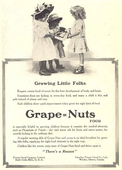 Grape-Nuts Food advertisement: Growing Little Folks