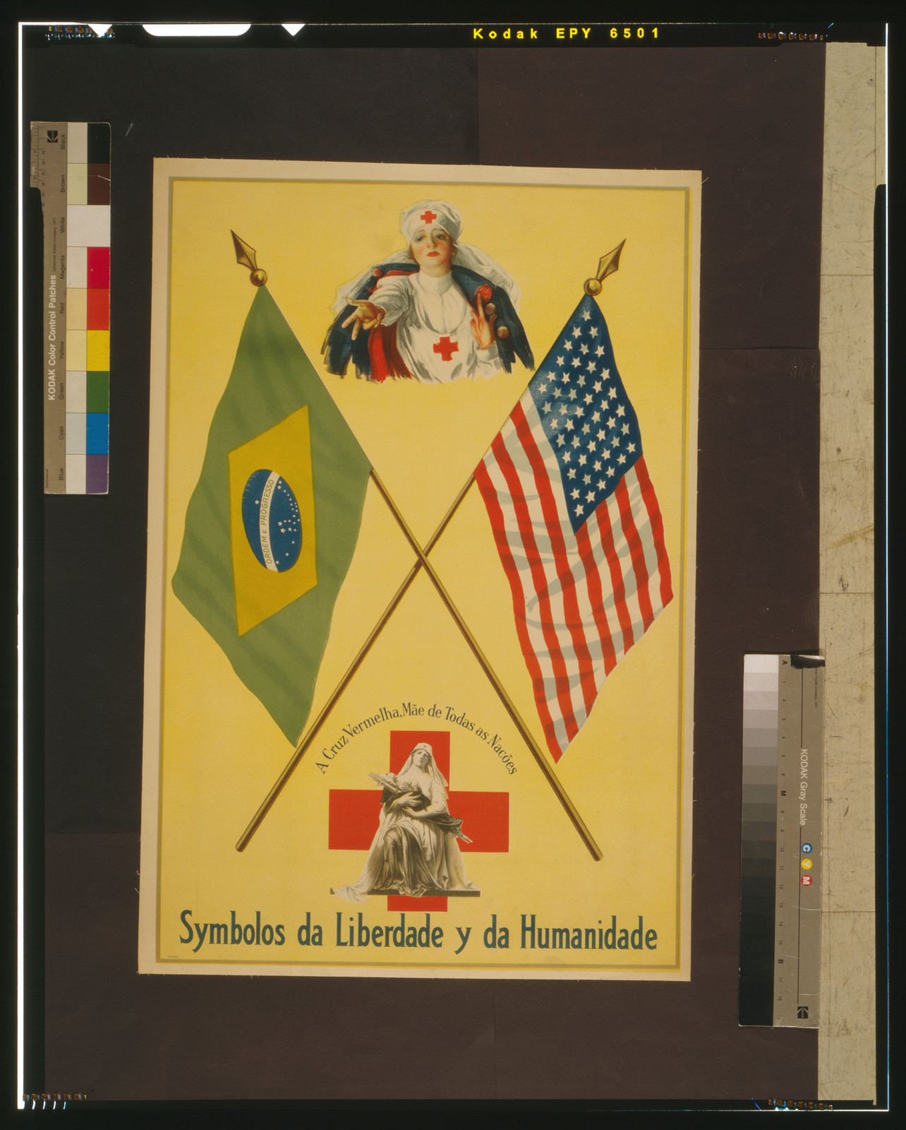 Symbolos da liberdade y da humanidade A Crux Vermelha, Mãe de todas as nacões., [between 1914 and 1918] — vintage poster