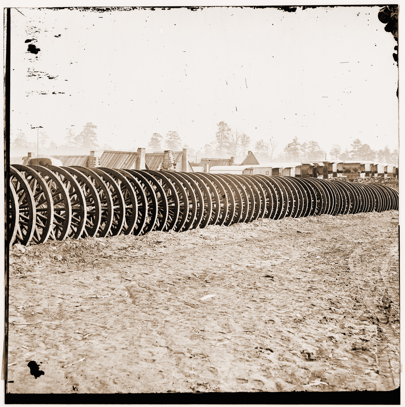 City Point Virginia (vicinity). Park of army wagon wheels, 1865 — historic photograph