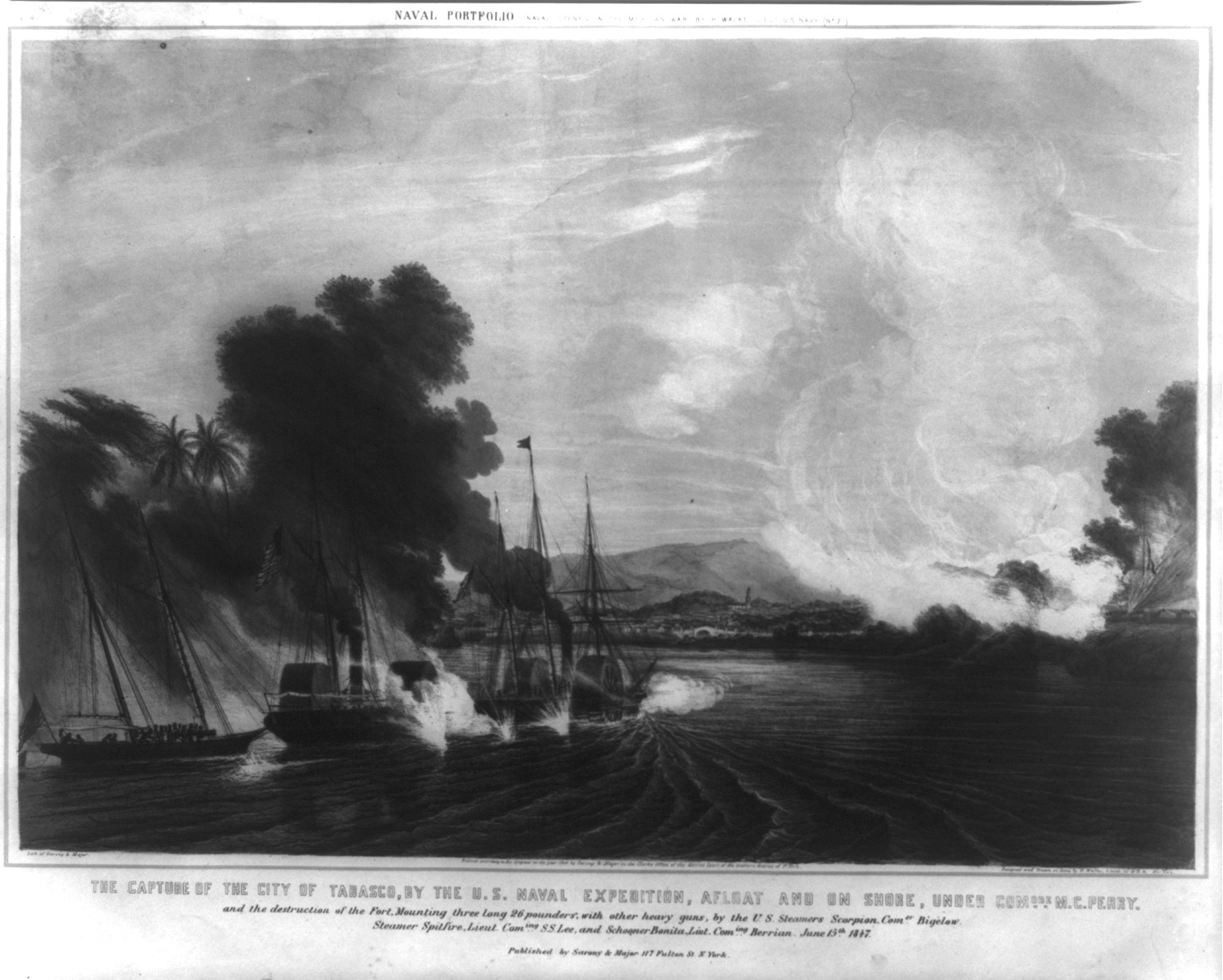 The capture of the city of tabasco, by the U.S. naval expedition, afloat and on shore, under Comdre. Perry, [no date recorded on shelflist card] — historic print