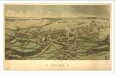 Bird's-eye panoramic view of Quincy, Mass.