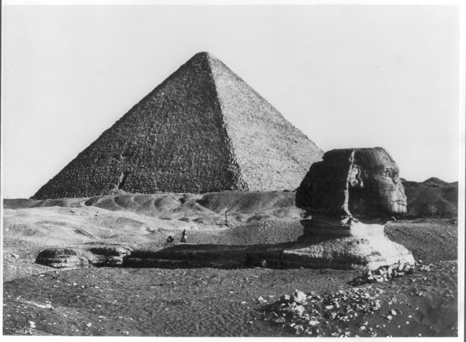 The Great Pyramid and the Sphinx, [Gezeh, Egypt], [no date recorded on caption card] — historic photograph