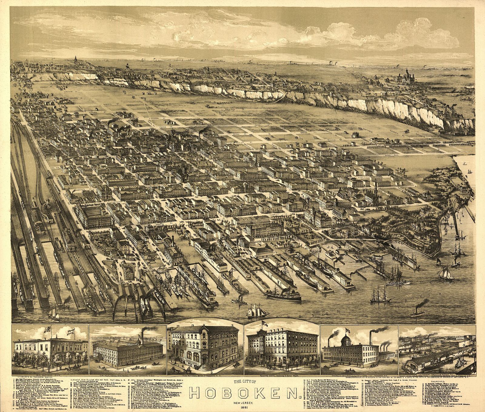 Hoboken, New Jersey, 1881, 1881 — antique map