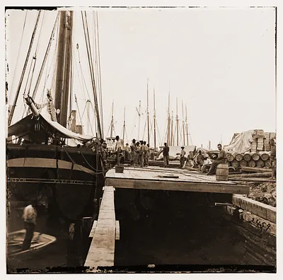 City Point Virginia. Transports at wharf