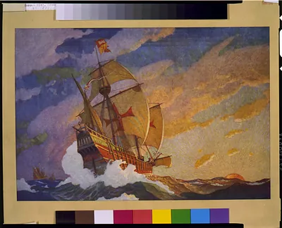 [Ships of Christopher Columbus at sea] / N.C. Wyeth, 1927.