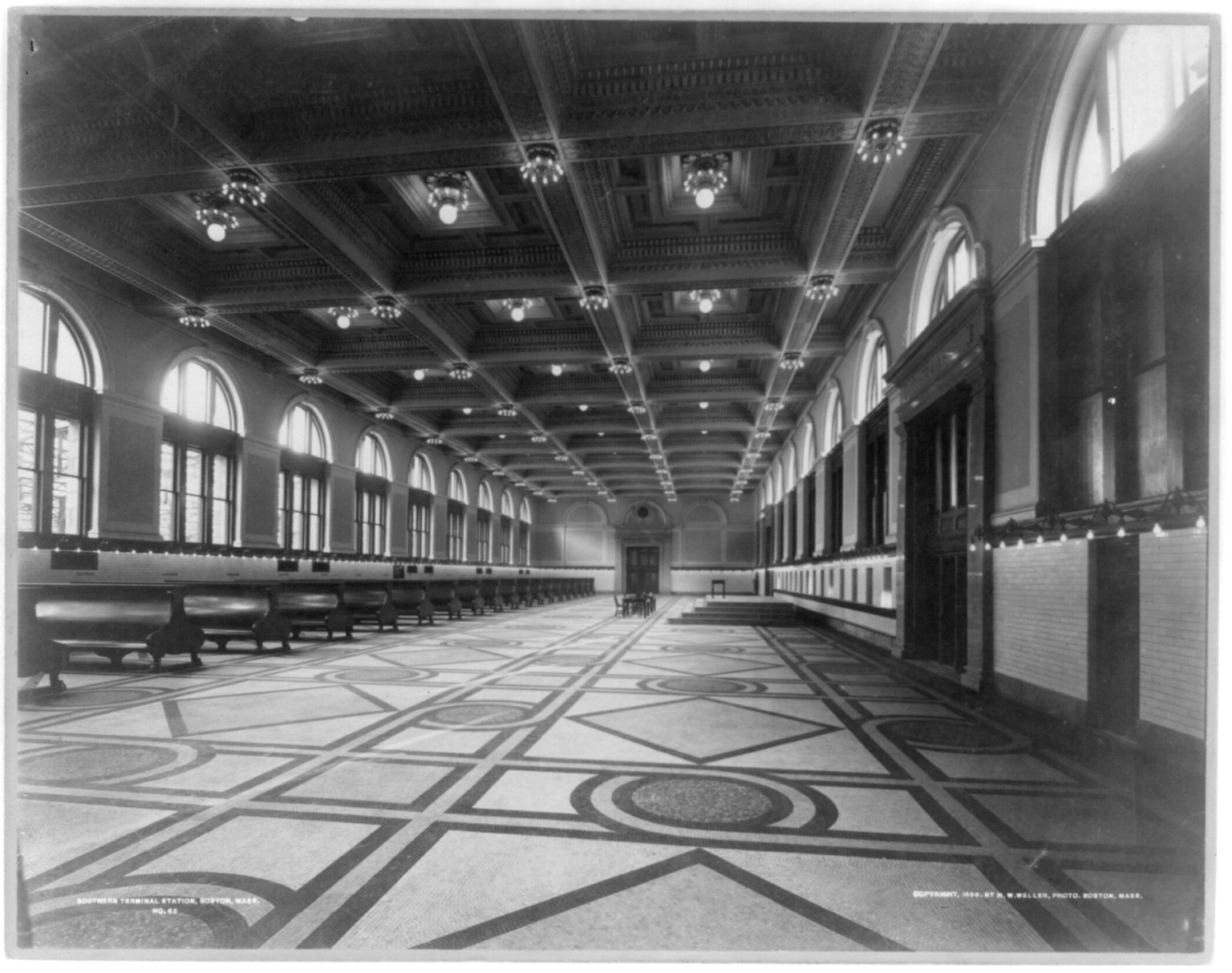 Interior of main waiting room, Southern Terminal Station, Boston, Mass., c1899. — historic photograph