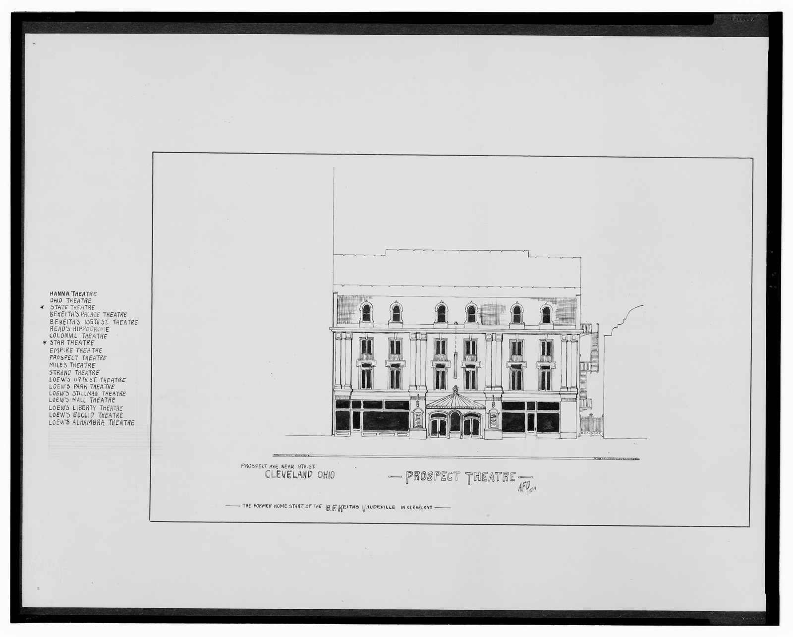 [Prospect Theatre, Prospect Ave. near 9th St., Cleveland, Ohio] / AFD 1924., And Engineering (ADE) Drawings — vintage poster