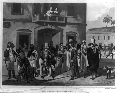 Slave market at Rio Janeiro [sic] / drawn by Augs. Earle ; engraved by Edwd. Finden.
