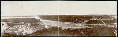 Panoramic sepia view of Niagara River gorge and rapids