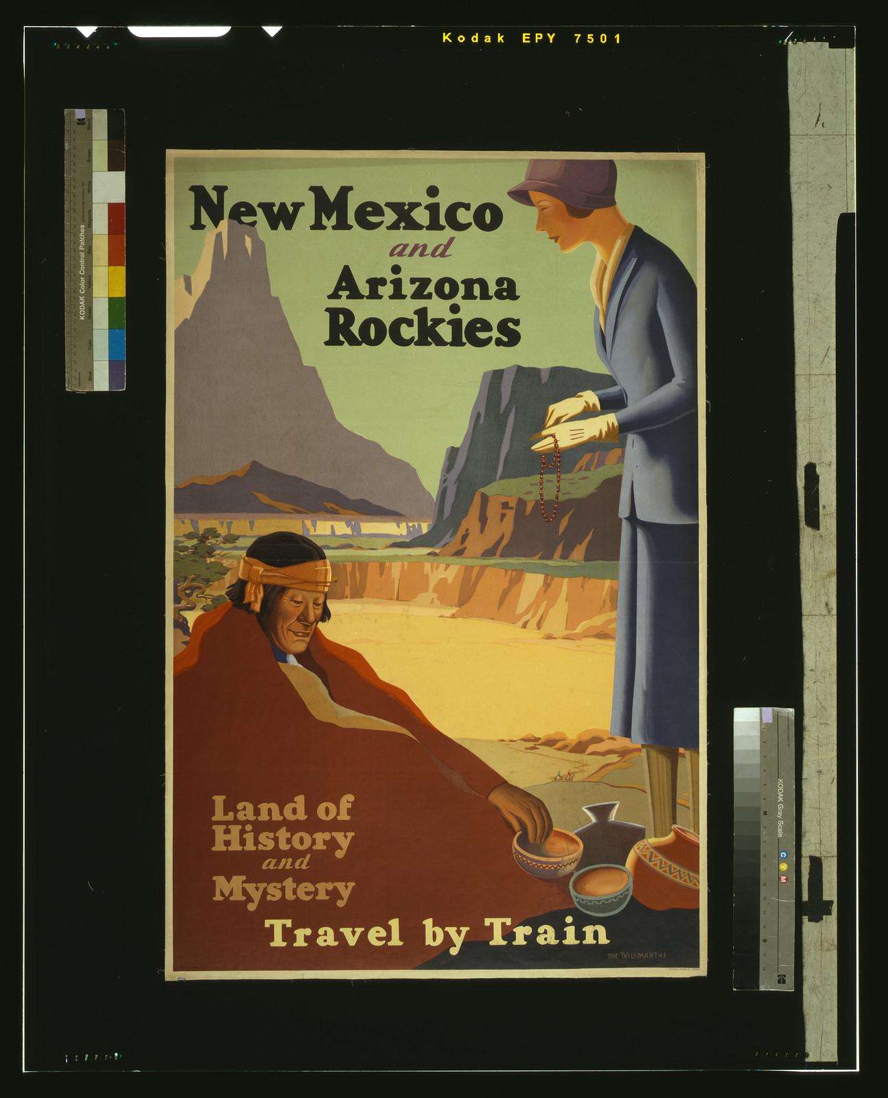 New Mexico and Arizona rockies. Land of history and mystery. Travel by train / The Willmarths., Chicago : Newman-Monroe Co., [ca. 1925] — vintage poster