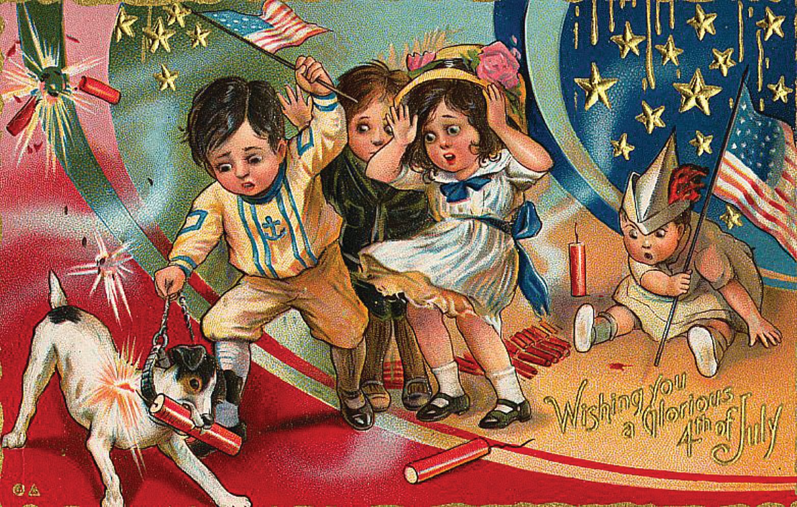 Wishing you a glorious 4th of July postcard — vintage postcard