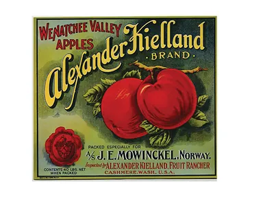 Wenatchee Valley Apples, Alexander Kielland Brand crate label