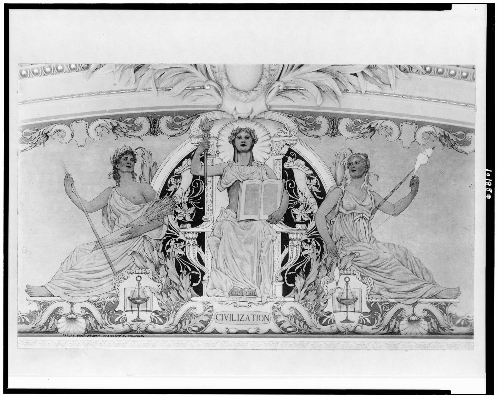 Vintage Building Photo - Mural Civilization, by George W. Maynard — historic print