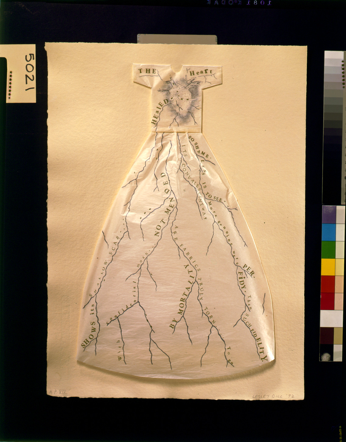 [The poetic body: Poem dress of circulation] / Lesley Dill., 1992 — antique lithograph