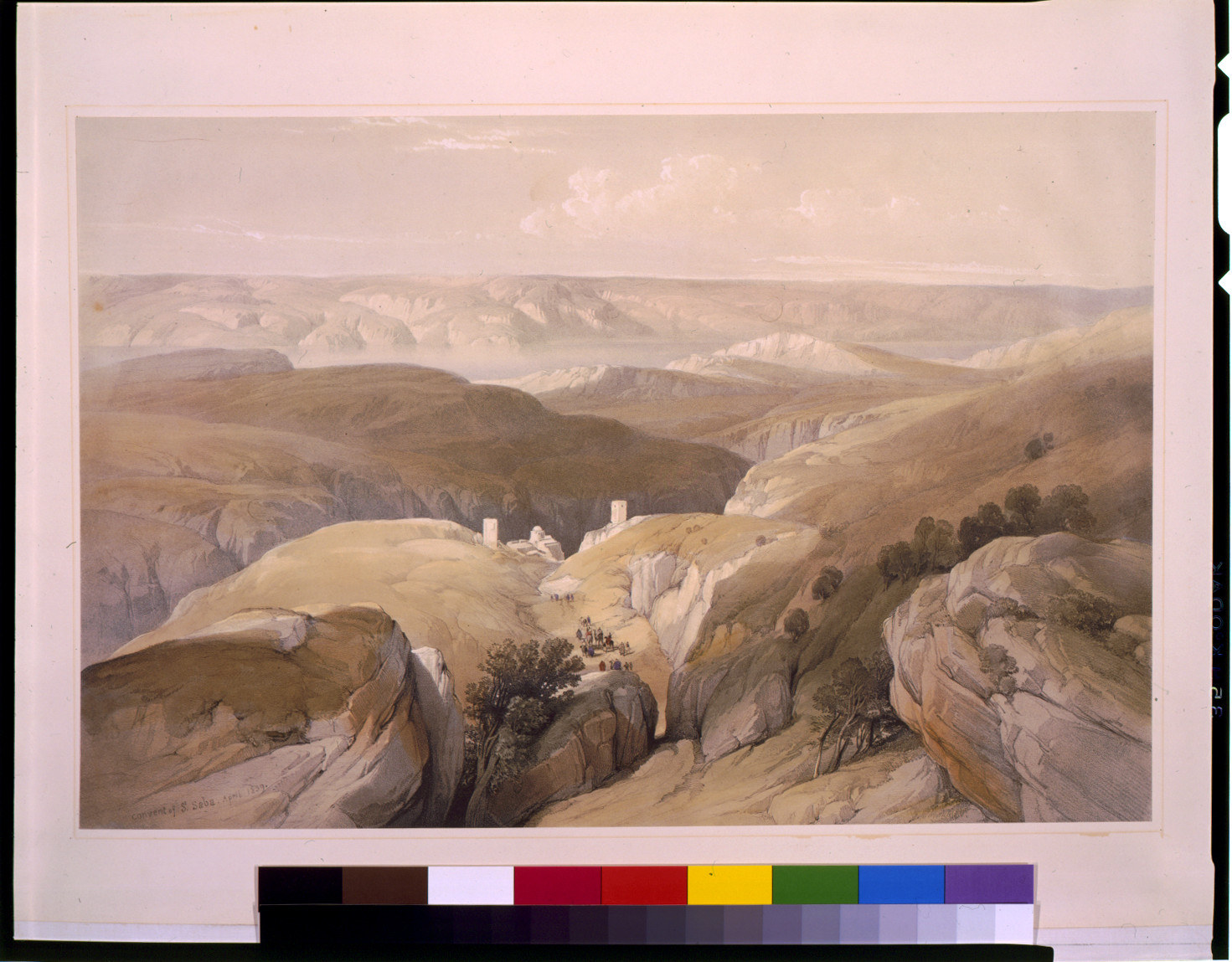 Convent of S. Saba. April 1839, [published 1843] — antique lithograph