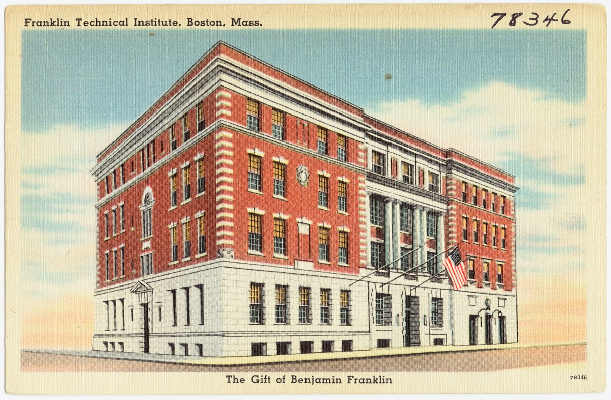 Franklin Technical Institute, Boston, Mass. The Gift of Benjamin Franklin bpl — historic image