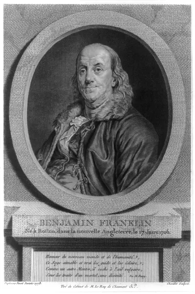 Benjamin Franklin - né à Boston, dans la nouvelle Angleterre, le 17 Janv. 1706 / Duplessis pinxit, Parisiis 1778 ; Chevillet sculpsit.