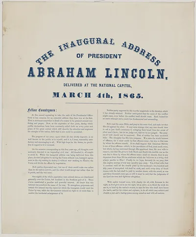 The Inaugural Address of President Abraham Lincoln, March 4th, 1865