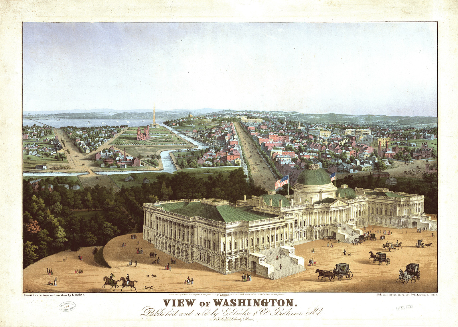 DC Washington 1852 MAP, 1852 — antique map