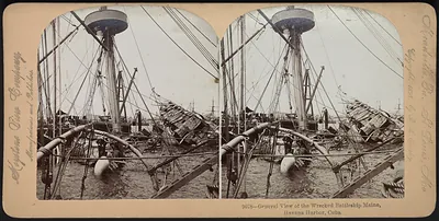 General View of the Wrecked Battleship Maine, Havana Harbor, Cuba
