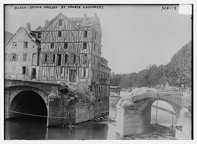 Meaux Bridge wrecked by French Engineers
