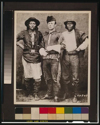 [Indian agent John P. Clum with Diablo and Eskiminzim, at San Carlos Agency]