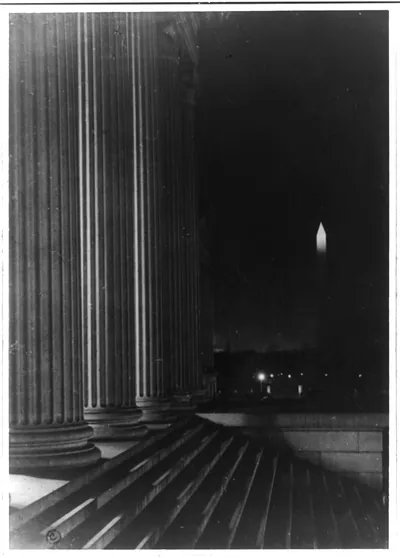 D.C. Washington - Washington Monument - View at night from Treasury and across Basin