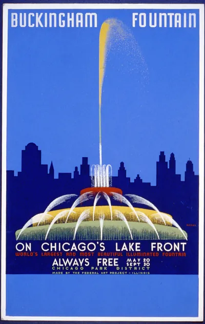 Buckingham Fountain on Chicago's lake front, world's largest and most beautiful illuminated fountain ... / Buczak.