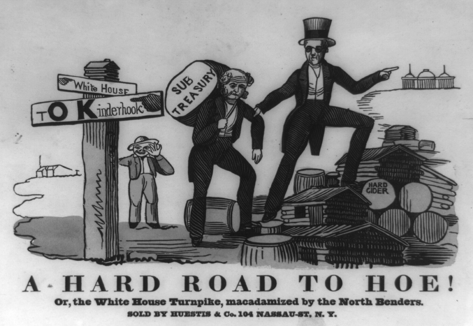 A hard road to hoe! Or, the White House Turnpike, macadamized by the north benders, 1840 — historic print