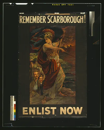 Remember Scarborough! Enlist now / E. Kemp-Welch 1914 ; printed by David Allen & Sons Ld., Harrow, Middlesex.