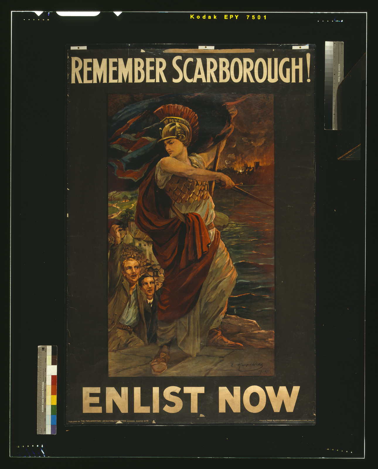 Remember Scarborough! Enlist now / E. Kemp-Welch 1914 ; printed by David Allen & Sons Ld., Harrow, Middlesex., London : published by the Parliamentary Recruiting Committee, [1915] — vintage poster