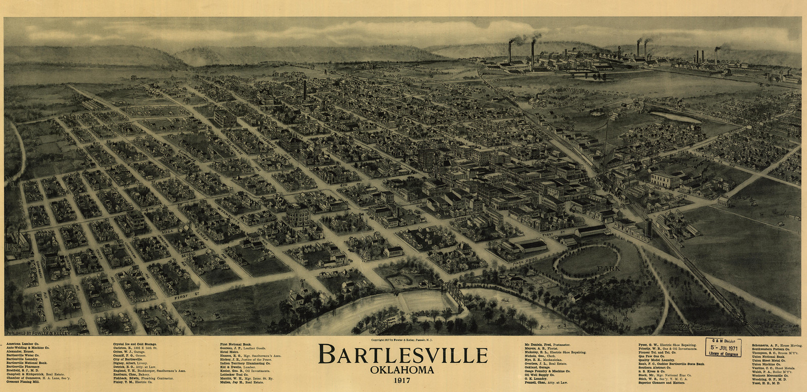 Bartlesville, Oklahoma, 1917, 1917 — antique map
