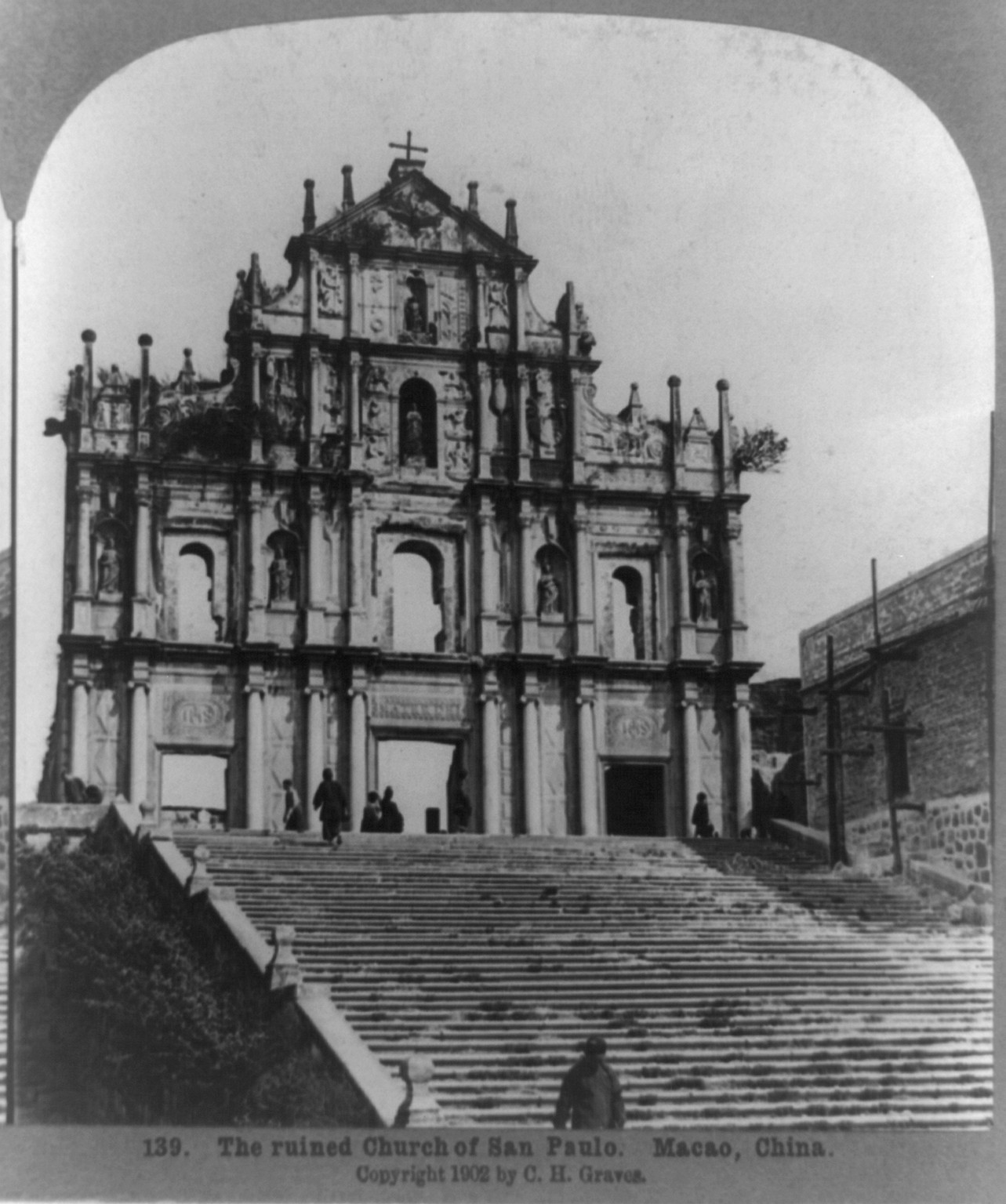 The ruined church of San Paulo, Macao, China, Philadelphia : C.H. Graves, publisher, c1904. — historic photograph
