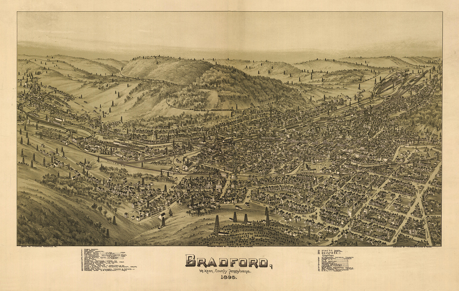 Bird's-eye view of Bradford, McKean County, Pennsylvania, 1895, 1895 — antique map