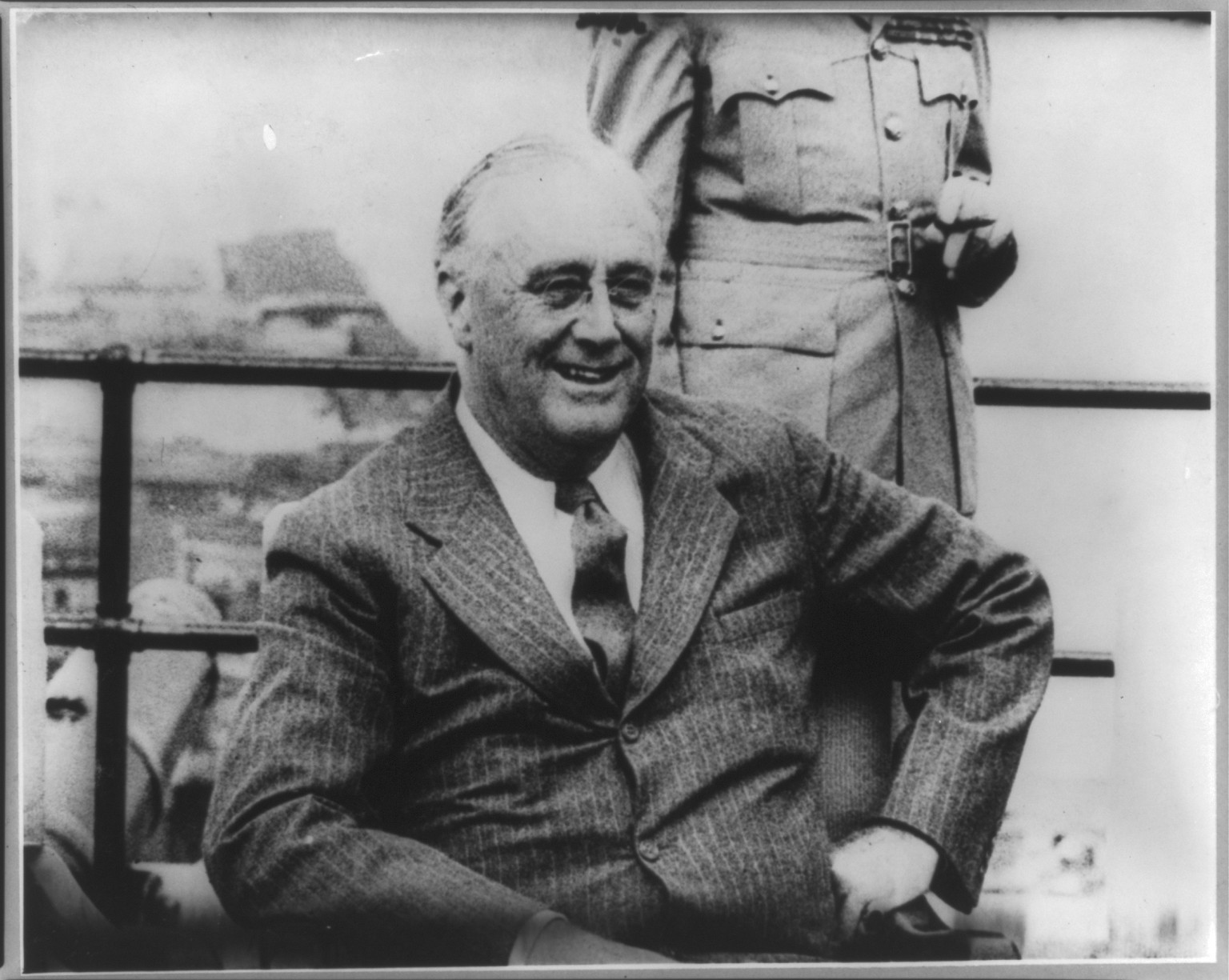 [Franklin Delano Roosevelt, 1882-1945, half length, seated, facing slightly right] — historic photograph