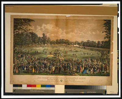 The great international Caledonian games Held at Jones Woods New York City, July 1st 1867 / des. & lith. by J.L. Giles ; printed by Chas. Hart.