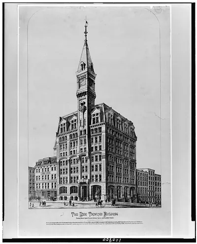 The new Tribune Building, Printing House Square, Nassau, Chatham, Spruce, and Frankfort Streets / H. Claussen.
