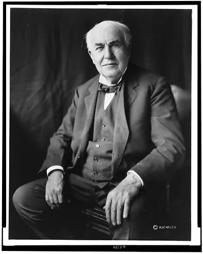 [Thomas Alva Edison, three-quarter length portrait, seated, facing front]