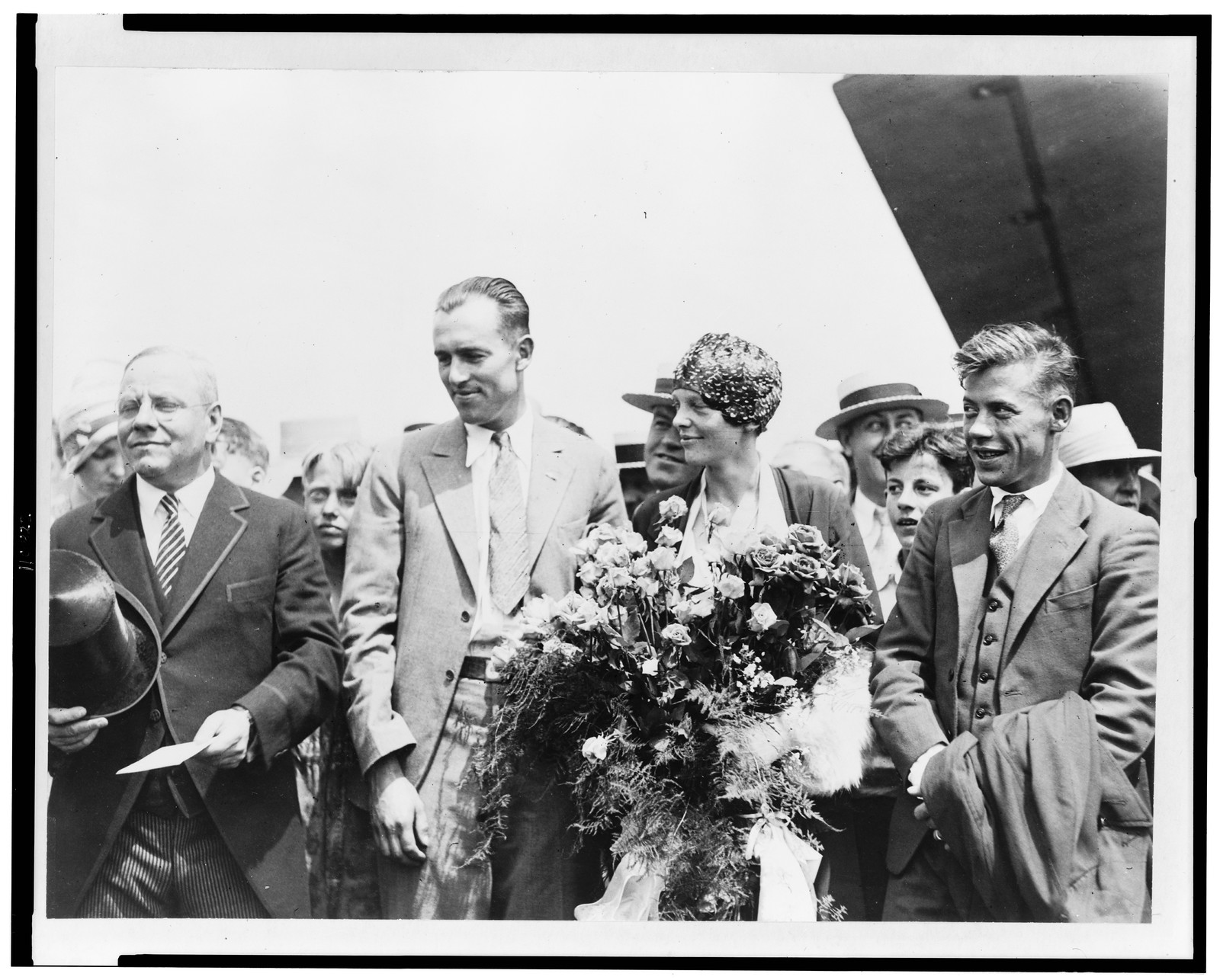 Boston pays homage to Amelia Earhart as 300,000 turn out to greet first girl sea flyer, [1928] — historic photograph