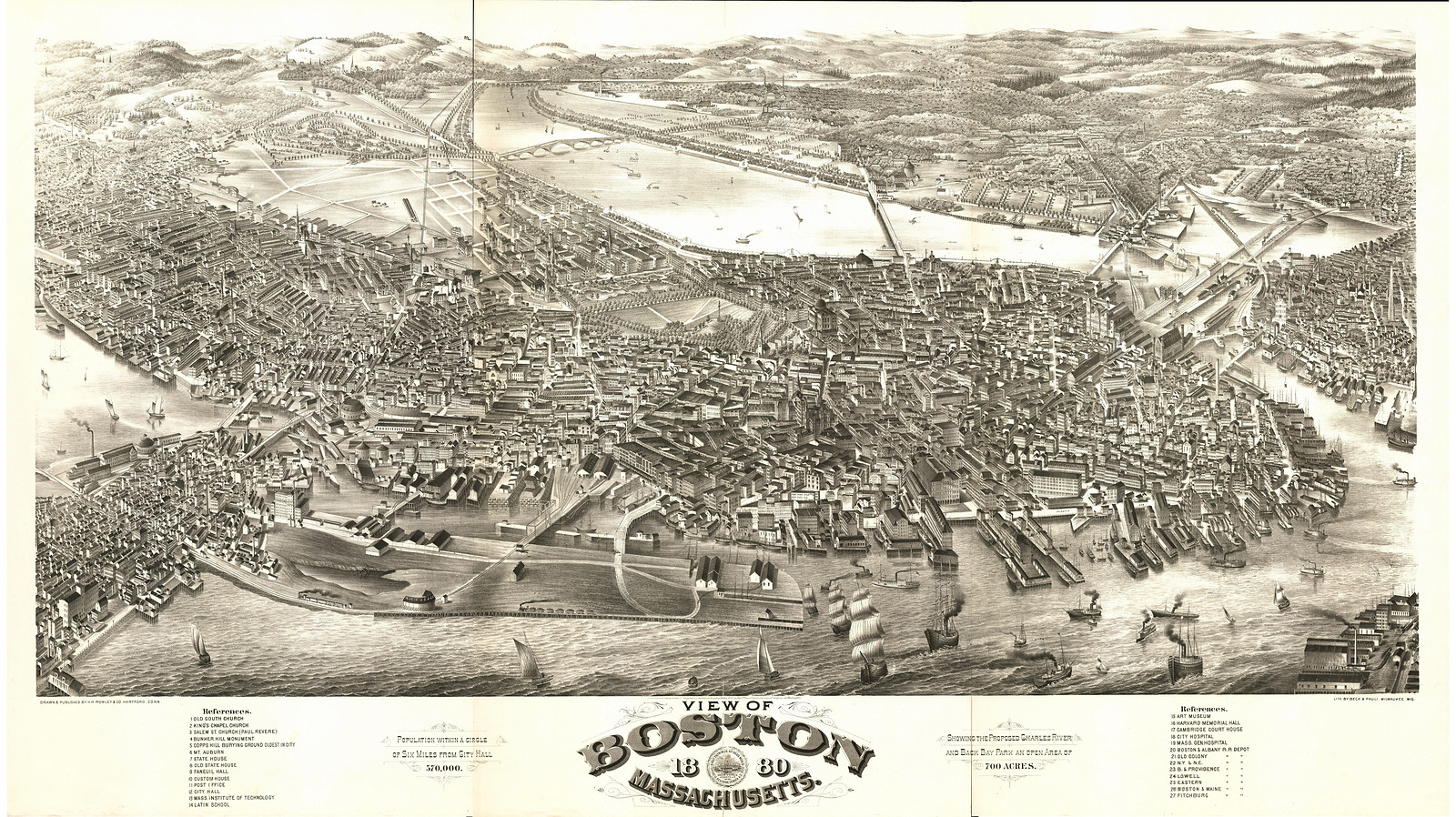 Boston, Massachusetts, 1880, 1880 — antique map