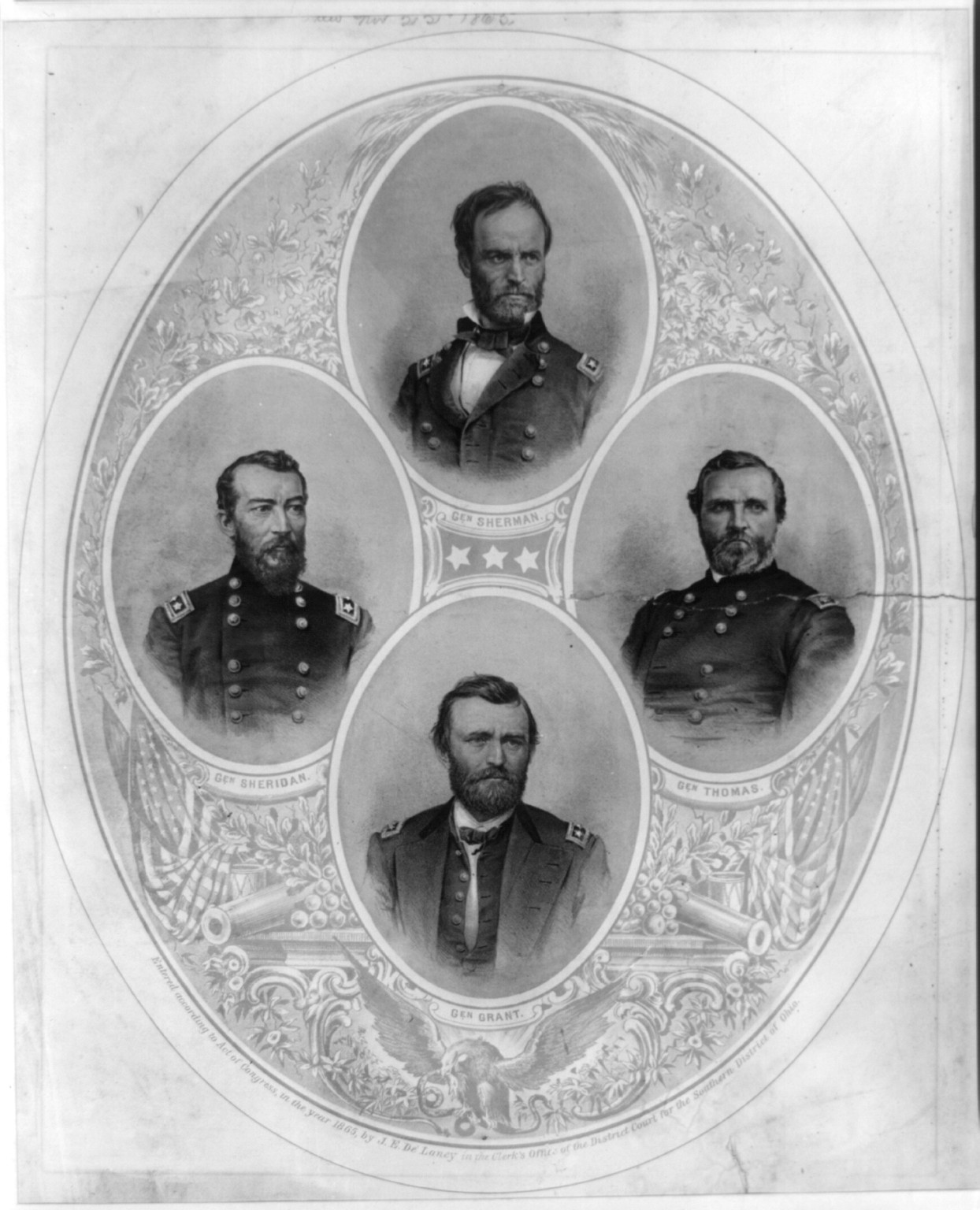 Gen. Sherman, Gen. Sheridan, Gen. Thomas, Gen. Grant, [no date recorded on shelflist card] — historic print