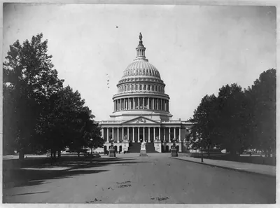 [U.S. Capitol: East front (detail with dome)]