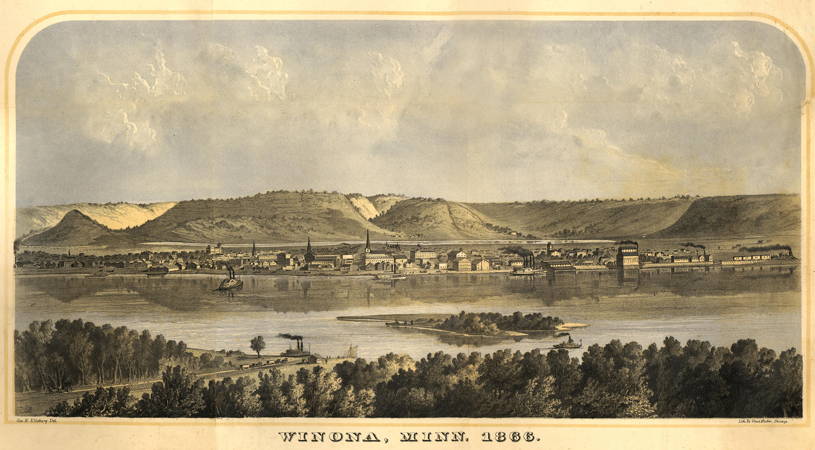 Winona, Minnesota, 1867, 1867 — antique map