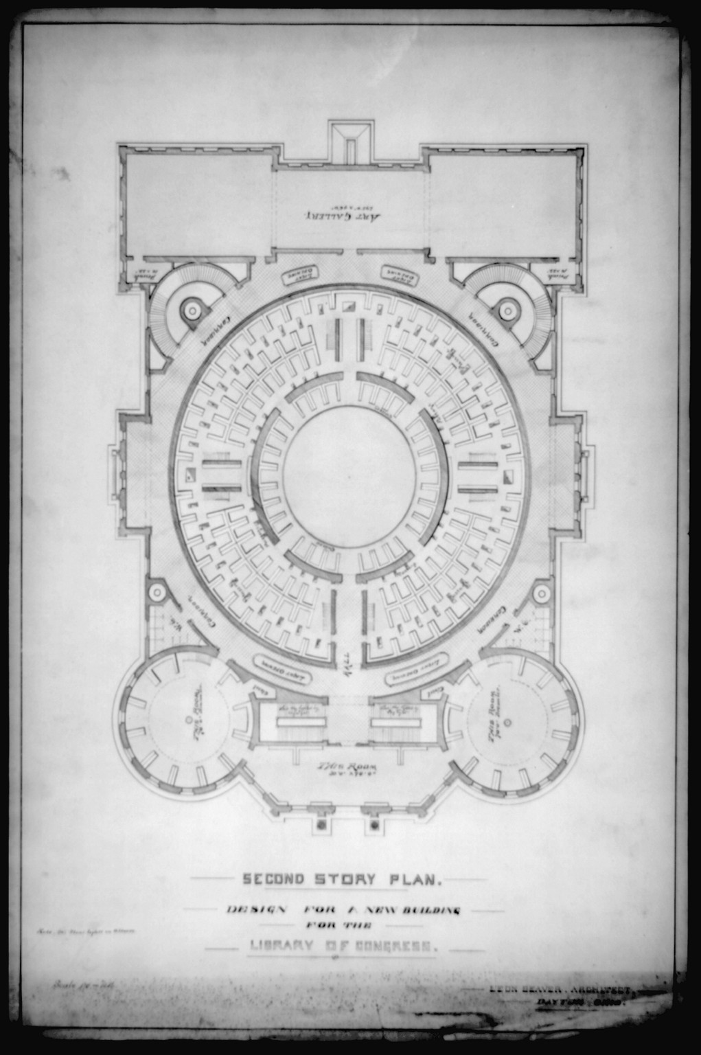 [Library of Congress, Washington, D.C. Second story plan], and Engineering (ADE) Drawings" (http://www.loc.gov/rr/print/res/103_ade.html)." — historic drawing