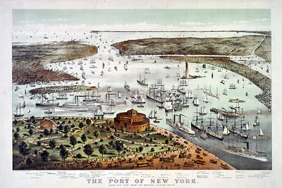 The Port of New York--Birds eye view from the Battery, looking south