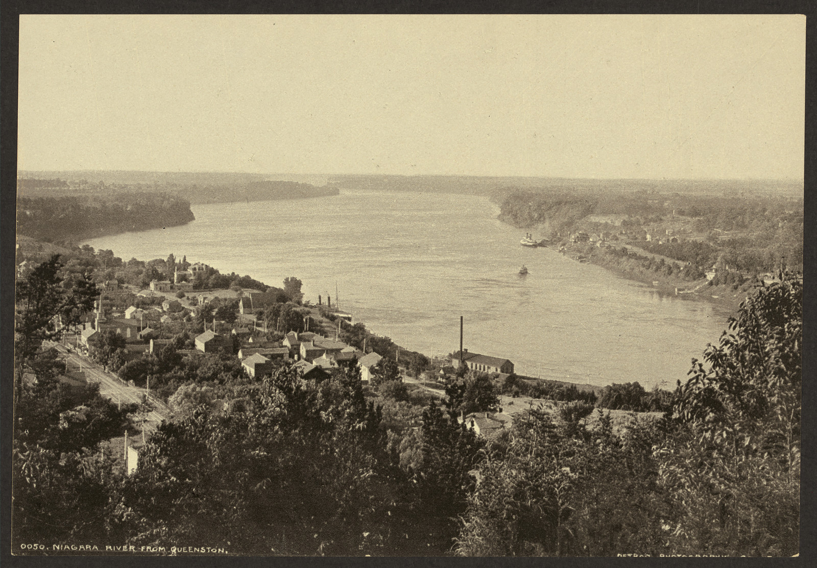 Niagara River from Queenston, town and river view — historic image