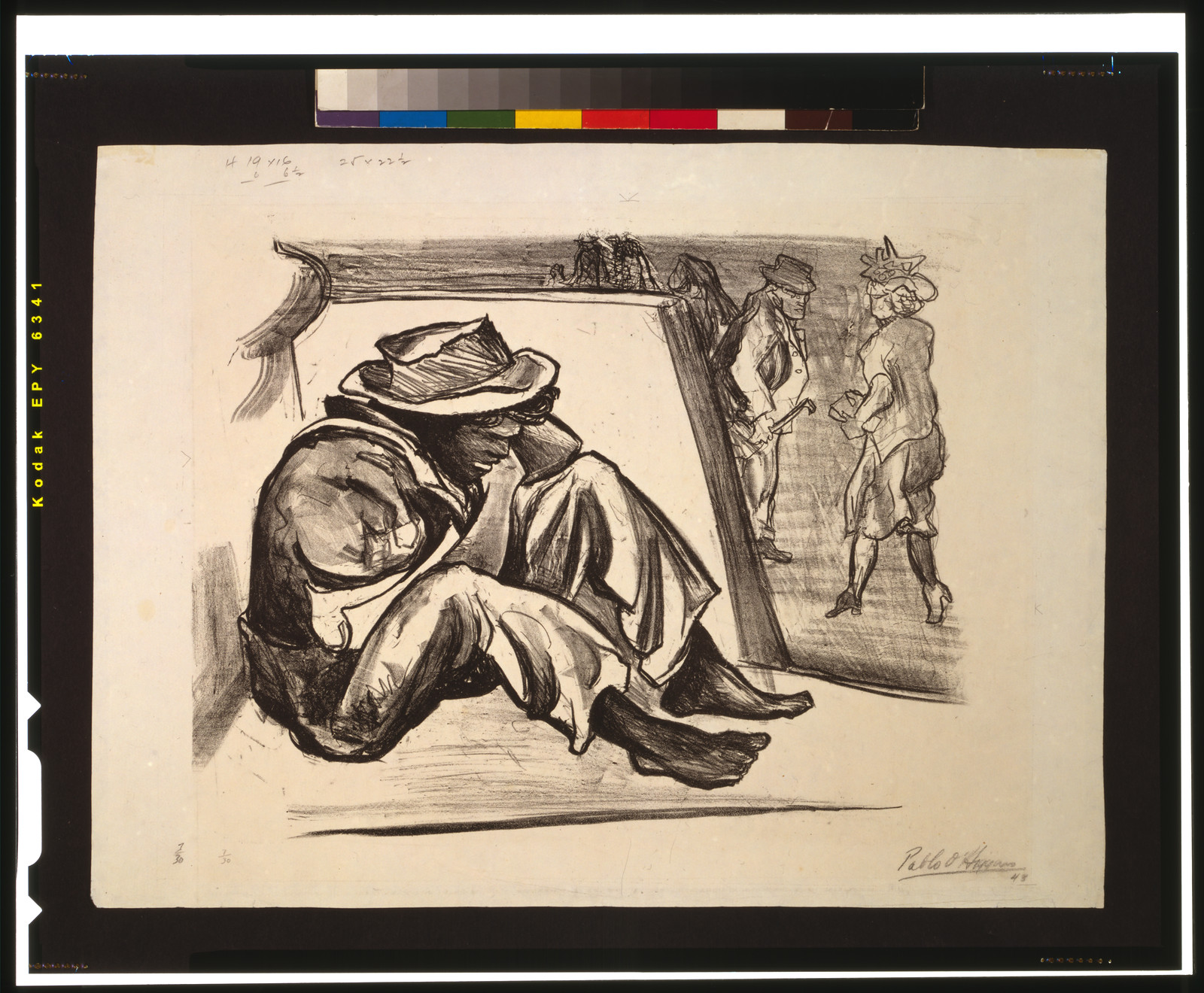 [Papelero en al zocalo] / Pablo O'Higgins '43., [19]43. — antique lithograph