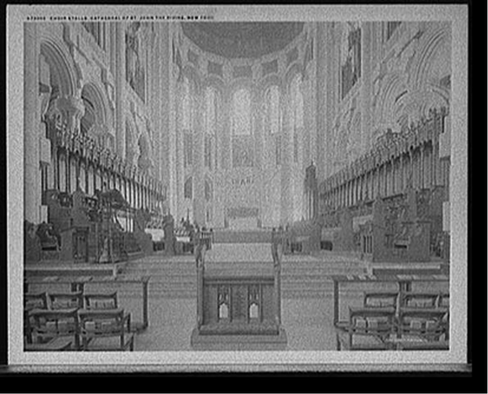 Choir stalls, Cathedral of St. John the Divine, New York, c[between 1910 and 1920] — historic photograph