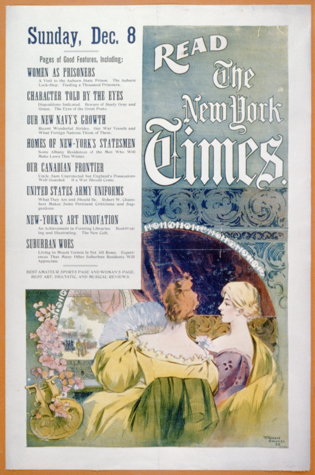 Read the New York Times, Sunday, Dec. 8, New York : Gillin Printing Co., 1895. — vintage poster