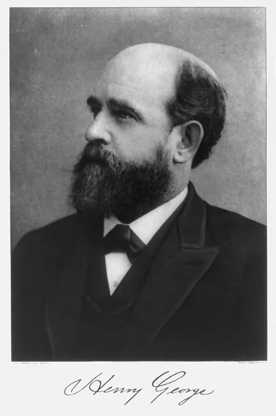 [Henry George, 1839-1897, bust portrait, facing left]